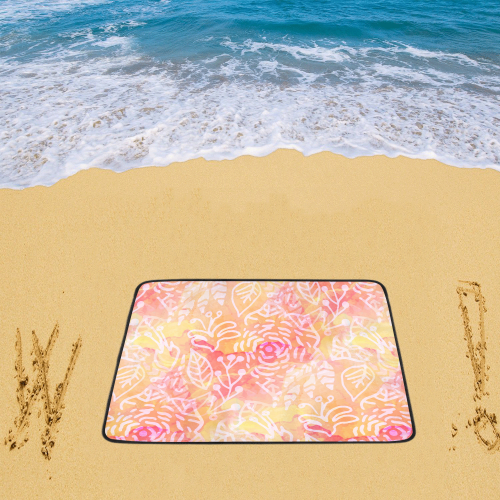Sunny Floral Watercolor Beach Mat 78"x 60"