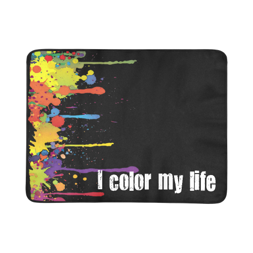 Crazy multicolored running SPLASHES + I color my life Beach Mat 78"x 60"