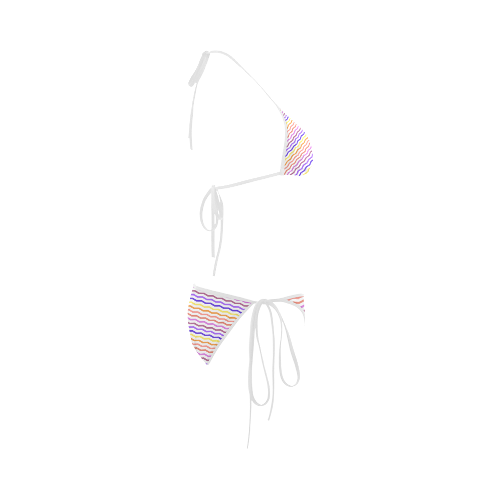 Colorfull Zig Zag Pattern Chevron White Custom Bikini Swimsuit