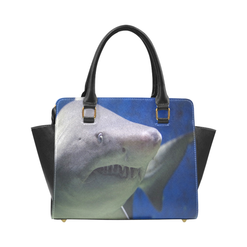 Great White Shark Attack Rivet Shoulder Handbag (Model 1645)