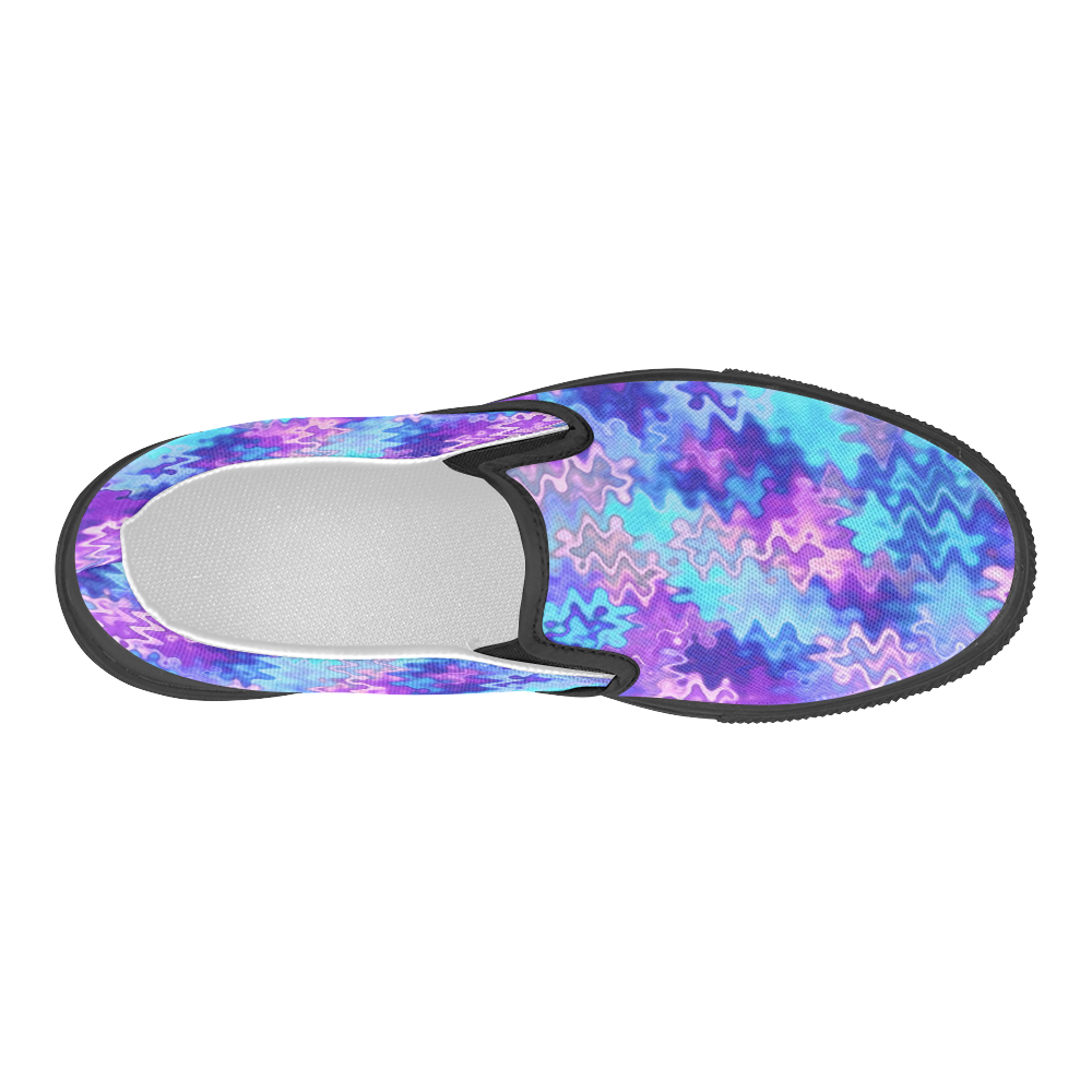 Blue Purple Marble Waves Women's Slip-on Canvas Shoes (Model 019)