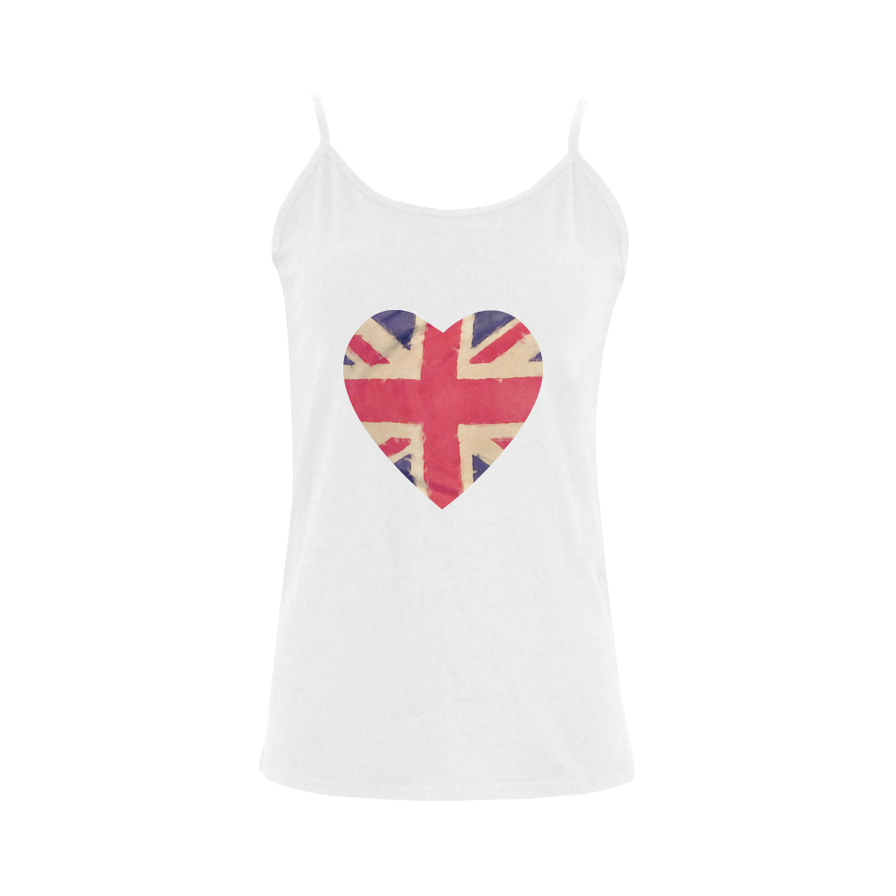 British UNION JACK flag grunge style Women's Spaghetti Top (USA Size) (Model T34)