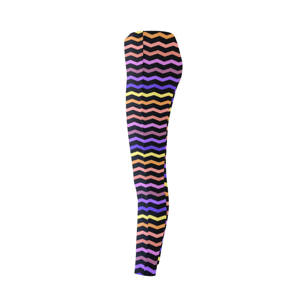 Colorfull Zig Zag Pattern Chevron Black Cassandra Women's Leggings (Model L01)
