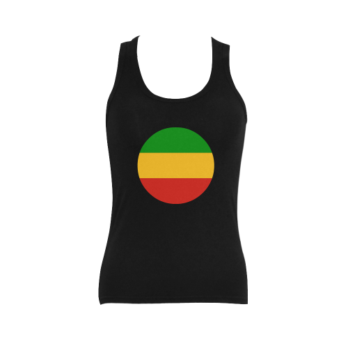 Rastafari Flag Colored Stripes Women's Shoulder-Free Tank Top (Model T35)