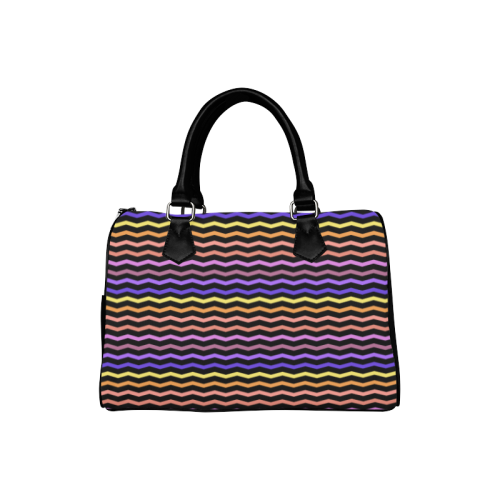 Colorfull Zig Zag Pattern Chevron Black Boston Handbag (Model 1621)