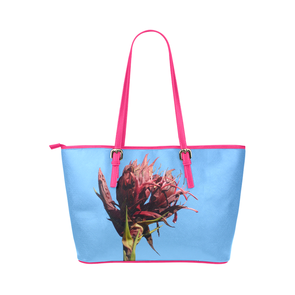 Gymea Lily Leather Tote Bag/Small (Model 1651)