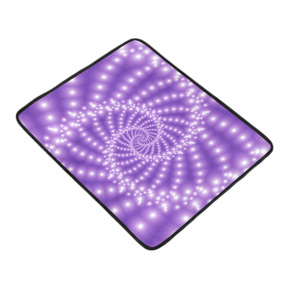 Glossy Purple Beads Spiral Fractal Beach Mat 78"x 60"