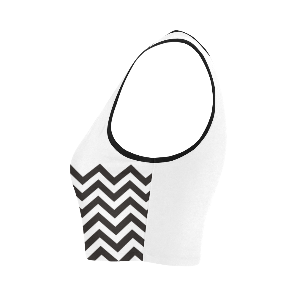 HIPSTER zigzag chevron pattern black & white Women's Crop Top (Model T42)