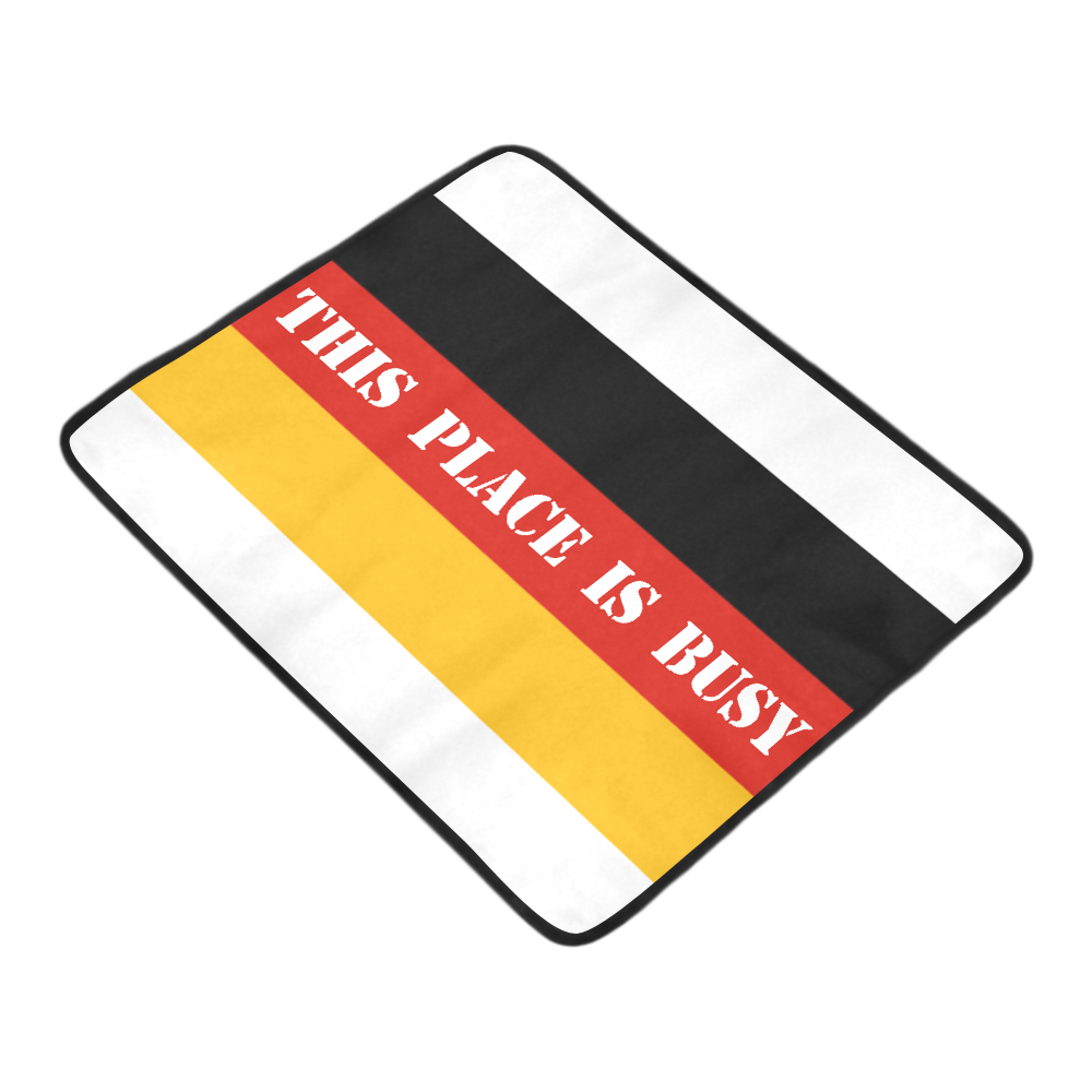 German Flag Colored Stripes + THIS PLACE IS BUSY Beach Mat 78"x 60"