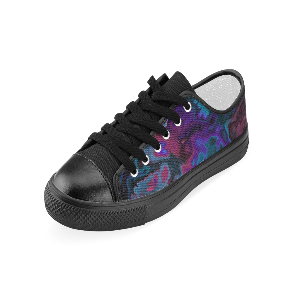 black blue pink purple abstract Women's Classic Canvas Shoes (Model 018)