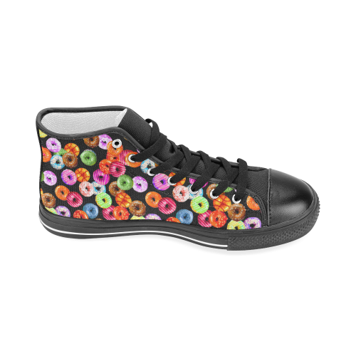 Colorful Yummy DONUTS pattern Men’s Classic High Top Canvas Shoes (Model 017)