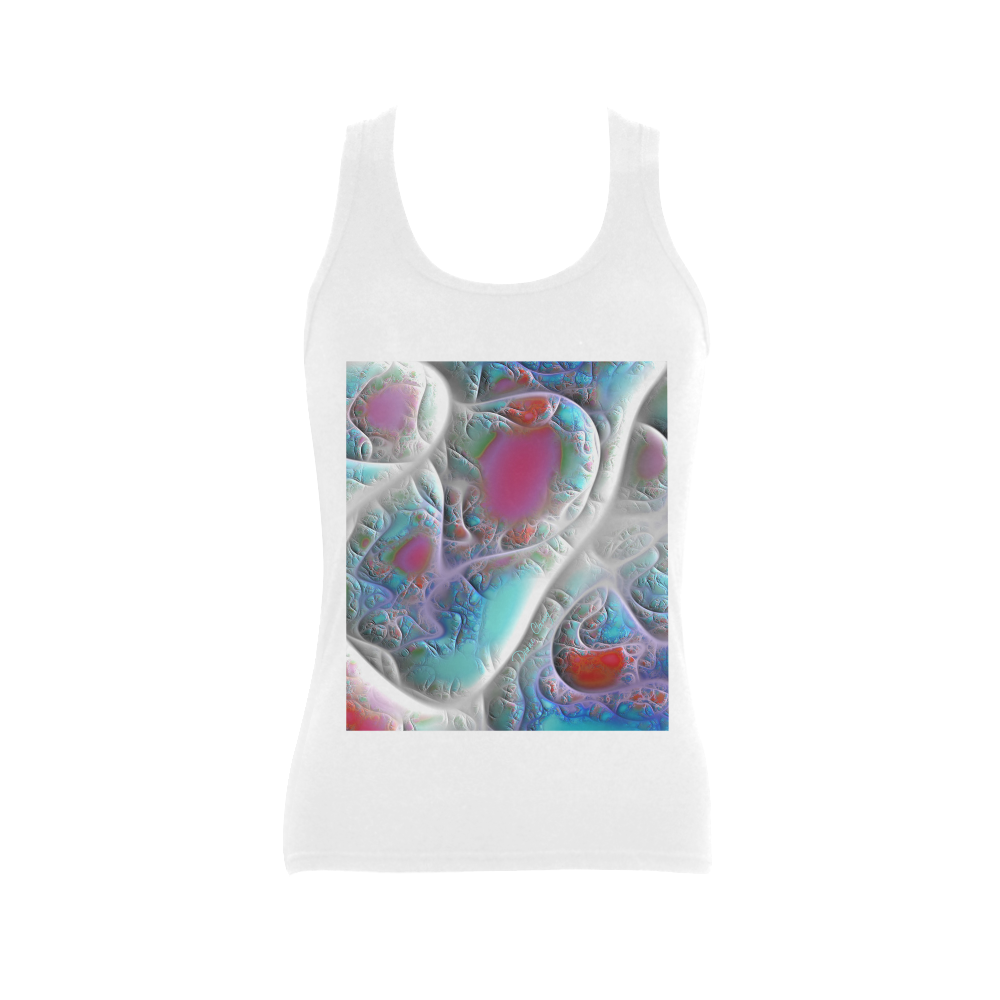 Blue & White Quilt, Abstract Delight Women's Shoulder-Free Tank Top (Model T35)