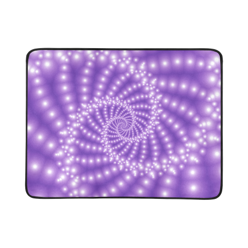 Glossy Purple Beads Spiral Fractal Beach Mat 78"x 60"