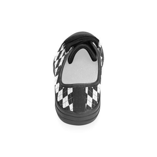 Black and White Argyle Men's Classic Canvas Shoes (Model 018)