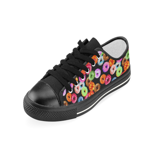 Colorful Yummy DONUTS pattern Women's Classic Canvas Shoes (Model 018)