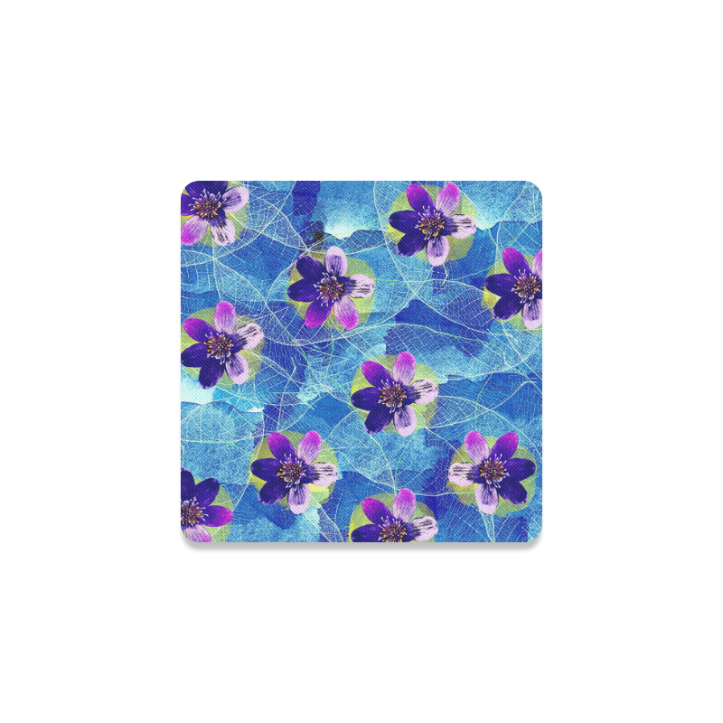 Purple Flowers Square Coaster