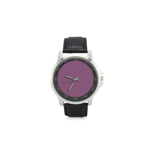 Plum Pretty Unisex Stainless Steel Leather Strap Watch(Model 202)