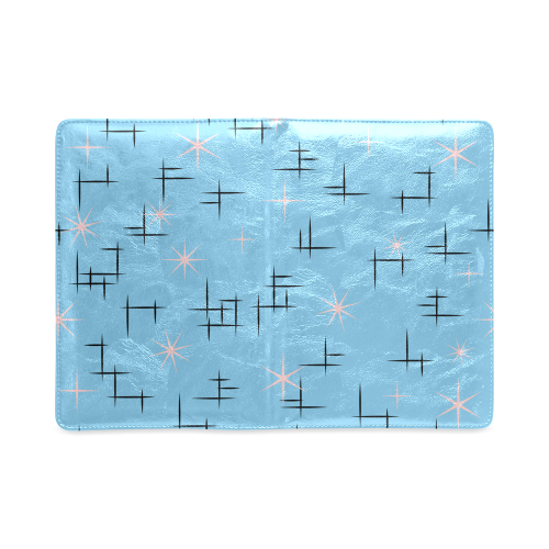 Abstract Lines and Pink Stars on Baby Blue Retro Custom NoteBook A5