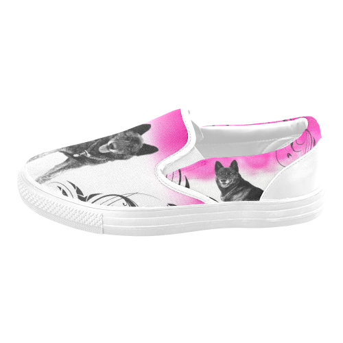 pink neo white Men's Slip-on Canvas Shoes (Model 019)