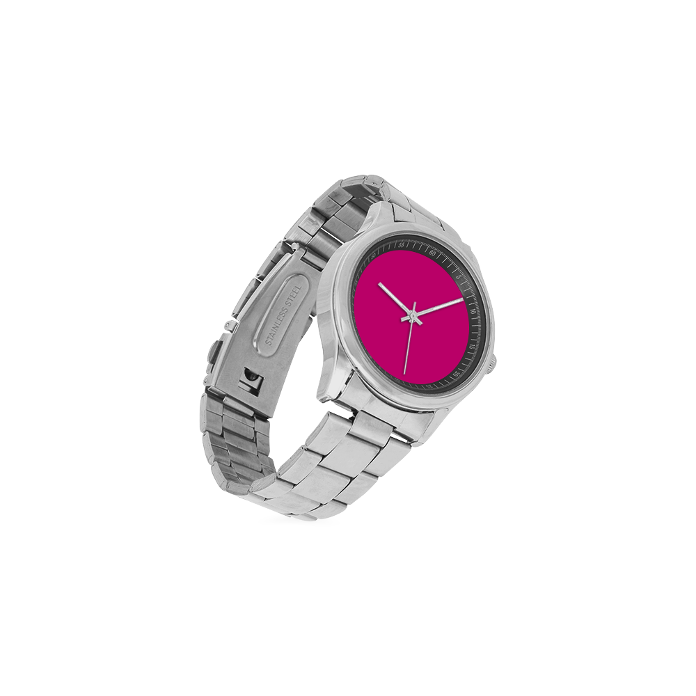Hot Pink Happiness Men's Stainless Steel Watch(Model 104)