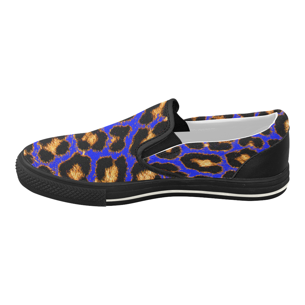 PURPLE LEOPARDSKIN Women's Slip-on Canvas Shoes (Model 019)