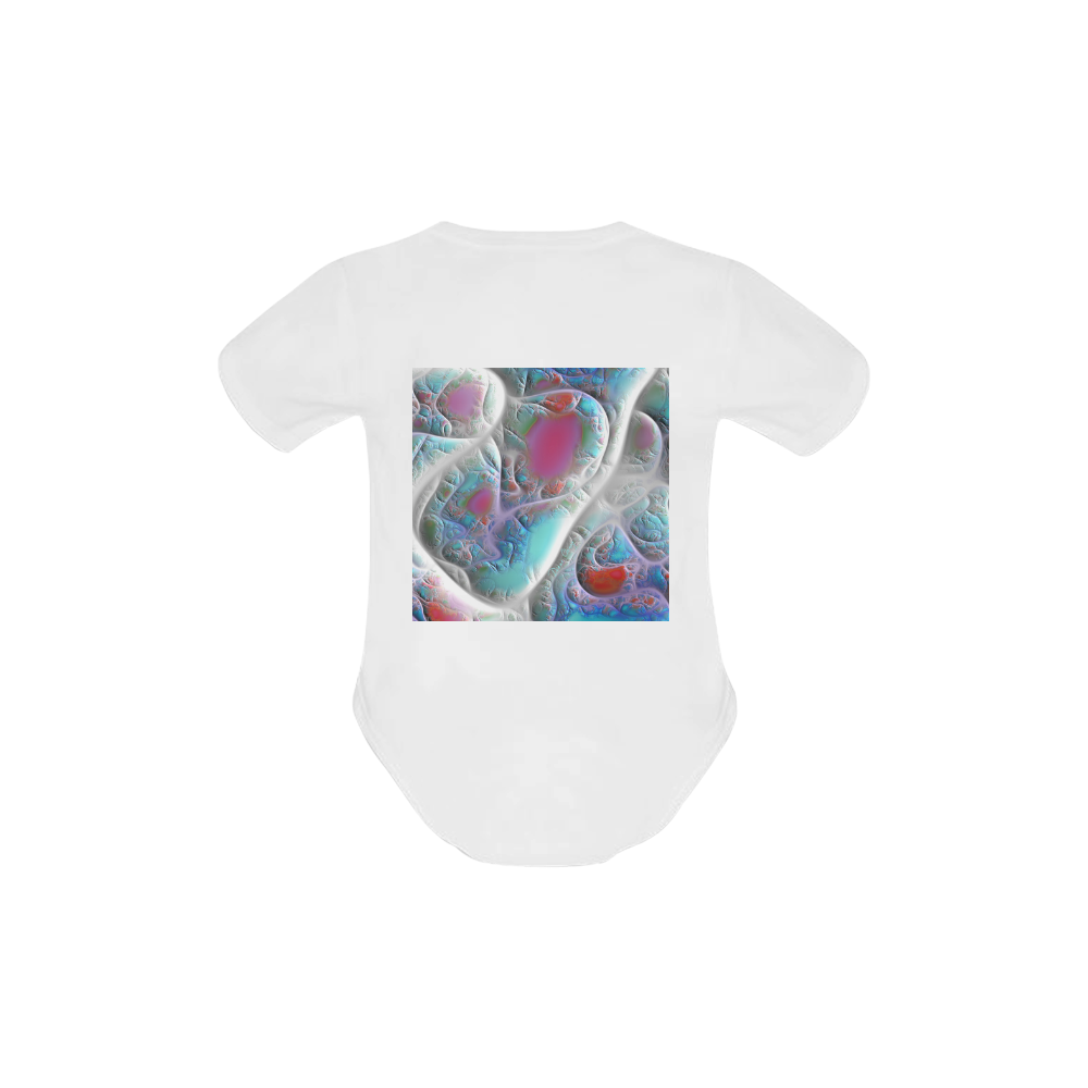 Blue & White Quilt, Abstract Delight Baby Powder Organic Short Sleeve One Piece (Model T28)