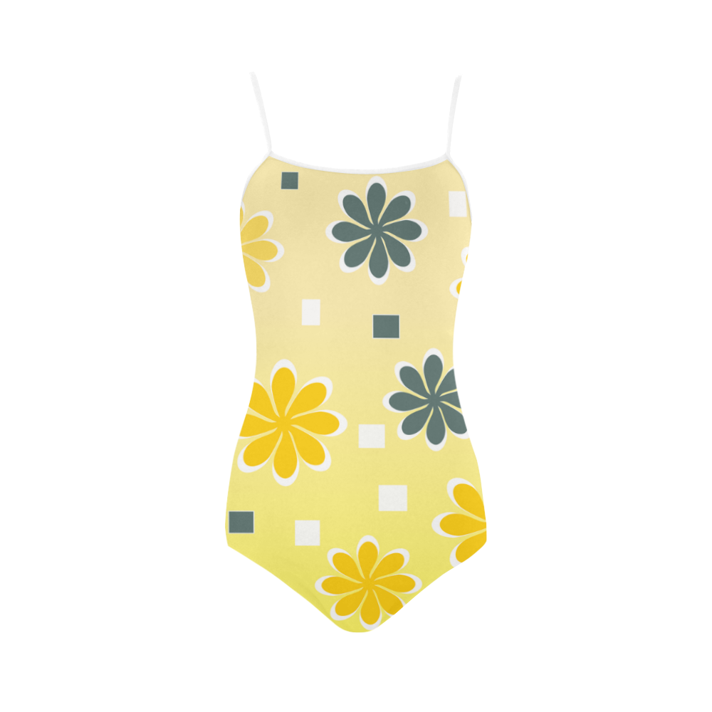 Joyful flowers Strap Swimsuit ( Model S05)