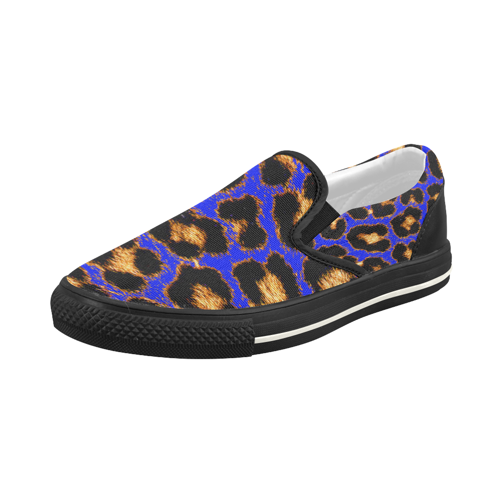 PURPLE LEOPARDSKIN Women's Slip-on Canvas Shoes (Model 019)