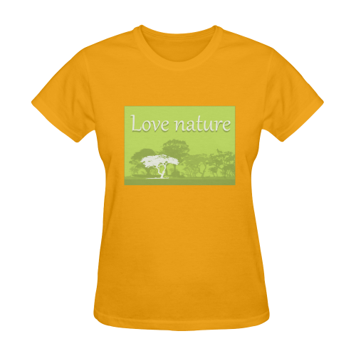 Love Nature Save World Animals Plants Environment Protection Sunny Women's T-shirt (Model T05)