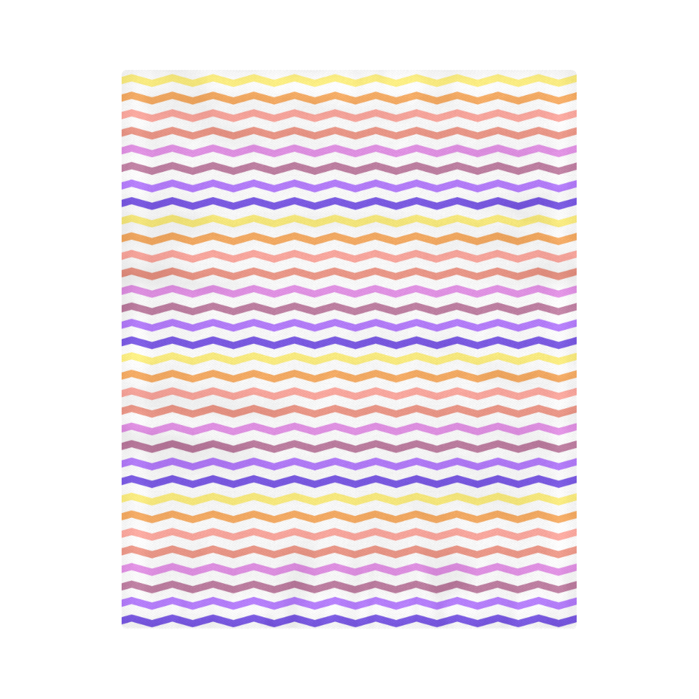 Colorfull Zig Zag Pattern Chevron White Duvet Cover 86"x70" ( All-over-print)