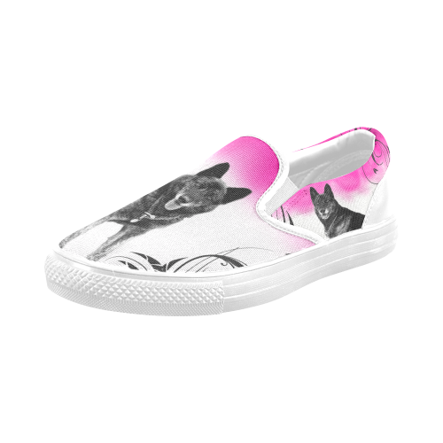 pink neo white Men's Slip-on Canvas Shoes (Model 019)