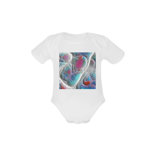 Blue & White Quilt, Abstract Delight Baby Powder Organic Short Sleeve One Piece (Model T28)