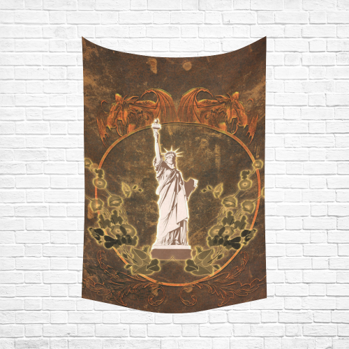 Statue of liberty with flowers Cotton Linen Wall Tapestry 60"x 90"