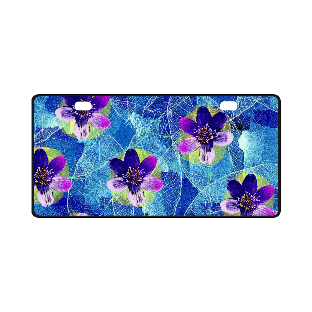 Purple Flowers License Plate