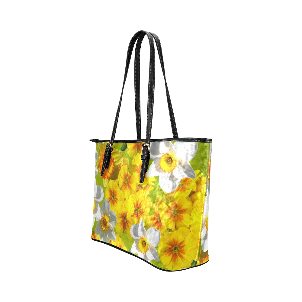Daffodil Surprise Leather Tote Bag/Small (Model 1651)