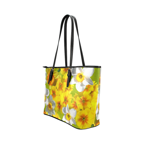 Daffodil Surprise Leather Tote Bag/Small (Model 1651)