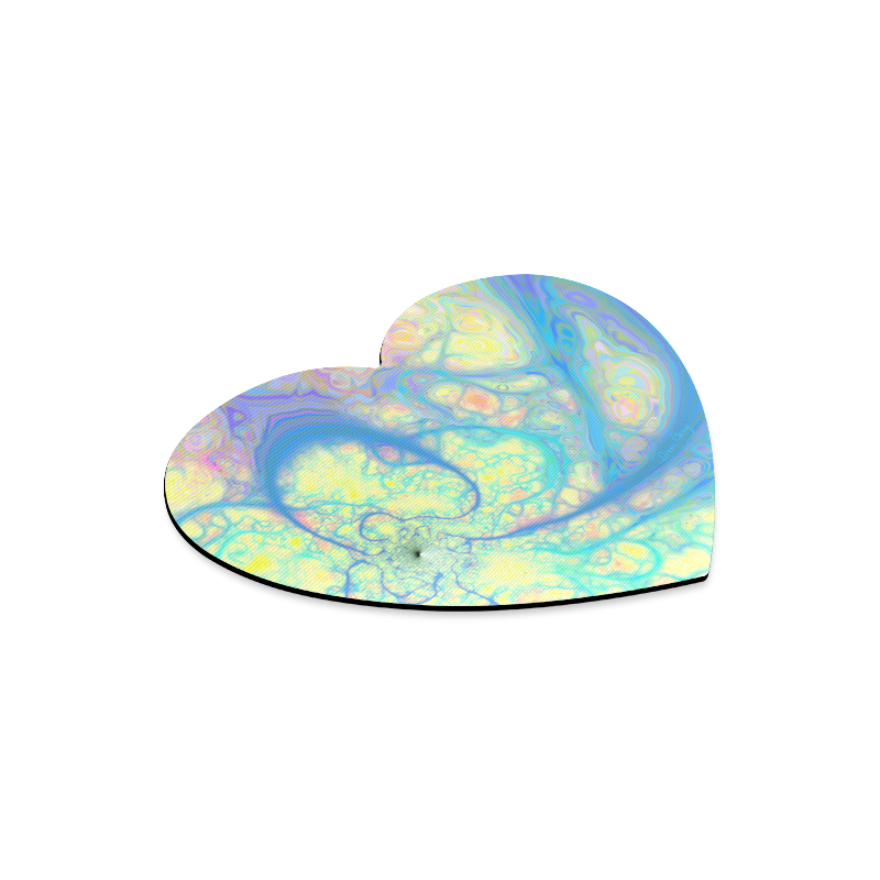 Blue Angel, Abstract Cosmic Azure Lemon Heart-shaped Mousepad