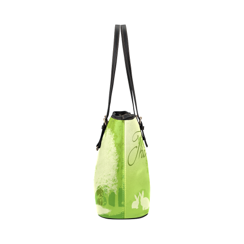 Think Green Rabbit Vegan Animal Liberation Leather Tote Bag/Large (Model 1651)