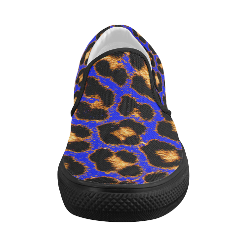 PURPLE LEOPARDSKIN Women's Slip-on Canvas Shoes (Model 019)