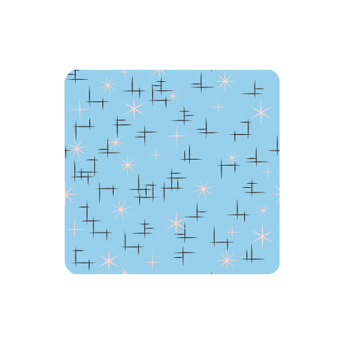 Pink Stars and Abstract Lines on Baby Blue Retro Women's Clutch Wallet (Model 1637)