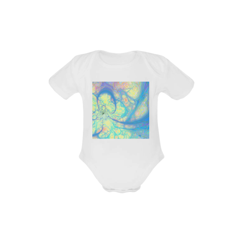 Blue Angel, Abstract Cosmic Azure Lemon Baby Powder Organic Short Sleeve One Piece (Model T28)