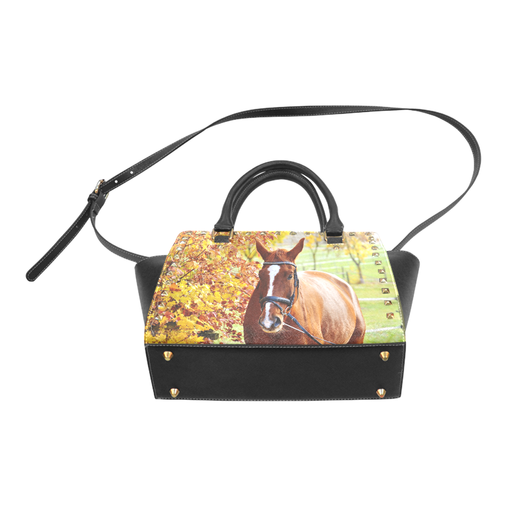 Autumn Horse Rivet Shoulder Handbag (Model 1645)