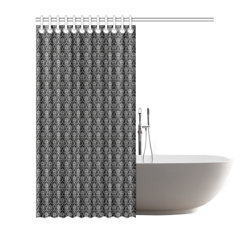 Black and Silver Damask Shower Curtain 72"x72"