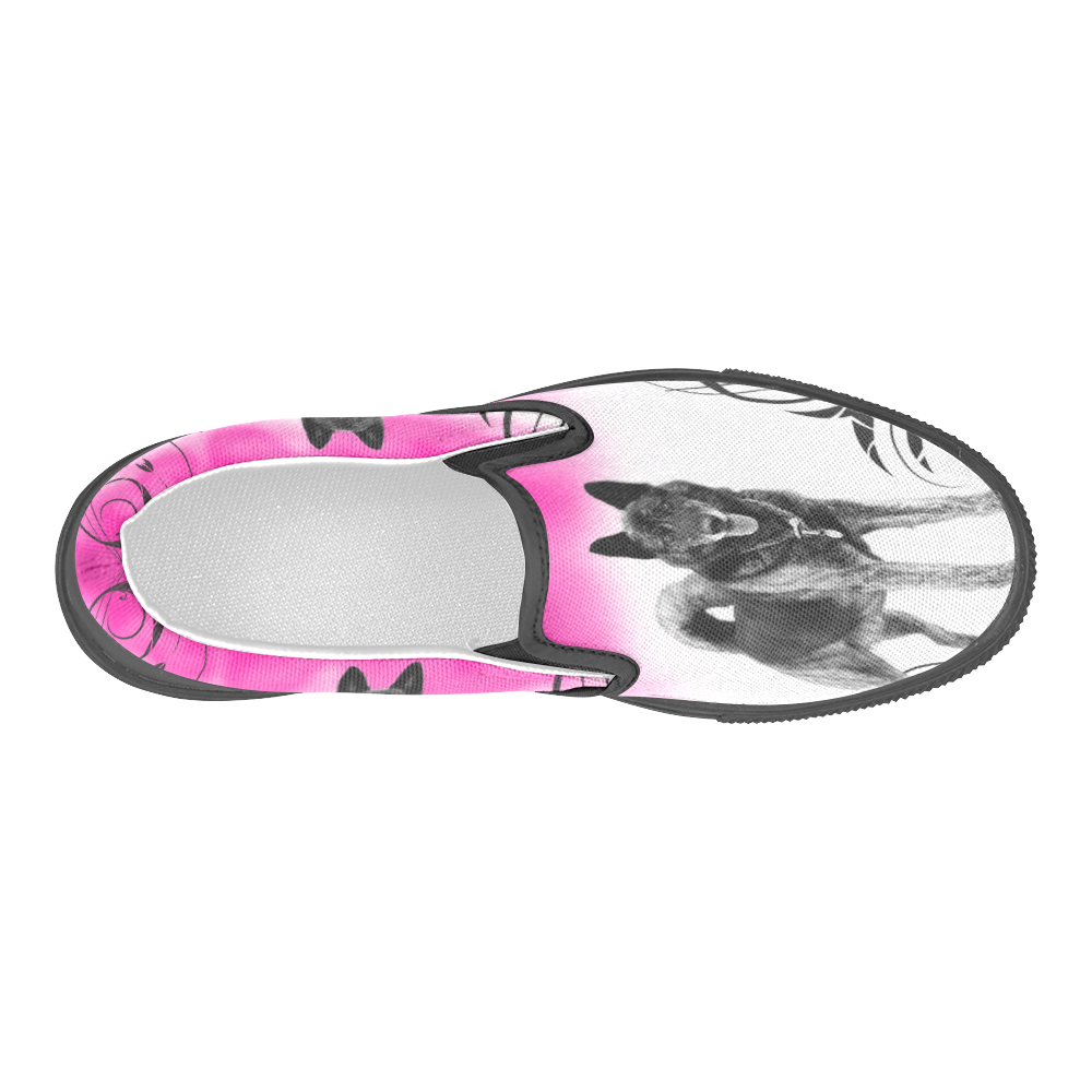 pink neo black Men's Slip-on Canvas Shoes (Model 019)