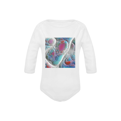 Blue & White Quilt, Abstract Delight Baby Powder Organic Long Sleeve One Piece (Model T27)