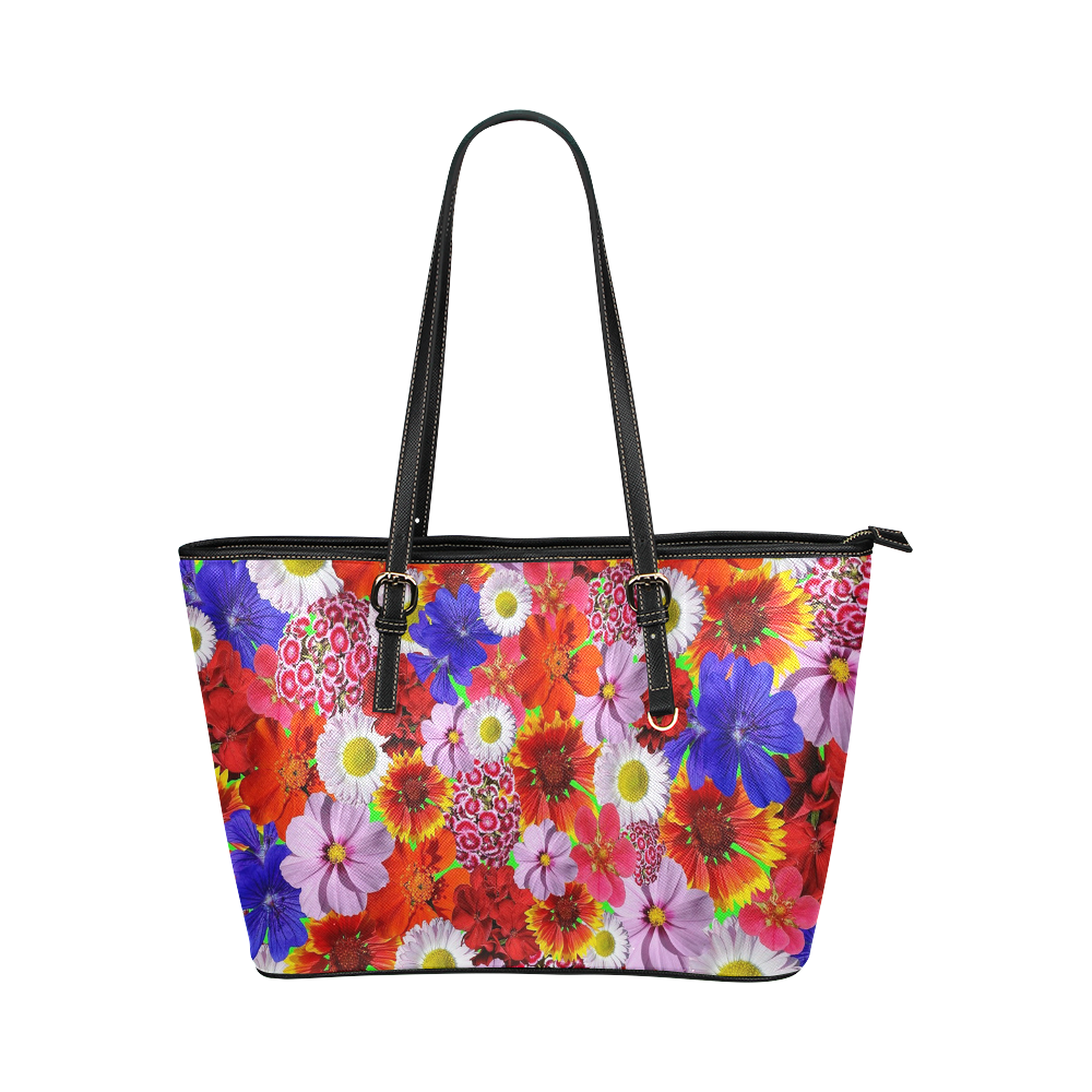 Delightful Daisies Leather Tote Bag/Small (Model 1651)