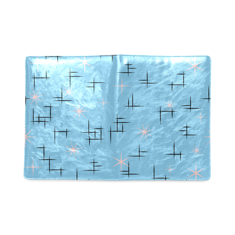 Retro Abstract Lines and Pink Stars on Baby Blue Custom NoteBook B5