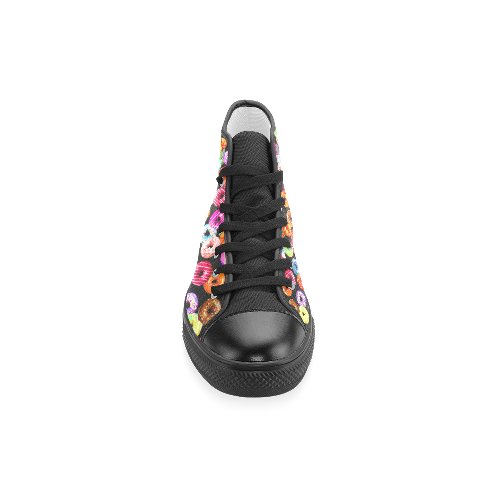 Colorful Yummy DONUTS pattern Women's Classic High Top Canvas Shoes (Model 017)