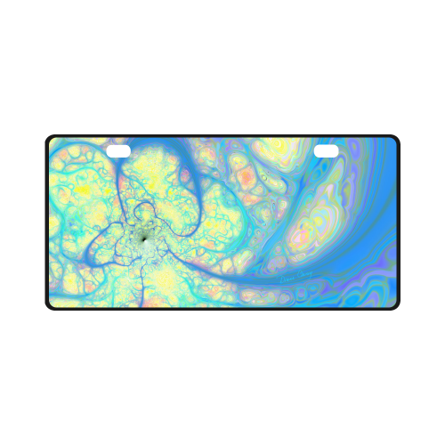 Blue Angel, Abstract Cosmic Azure Lemon License Plate