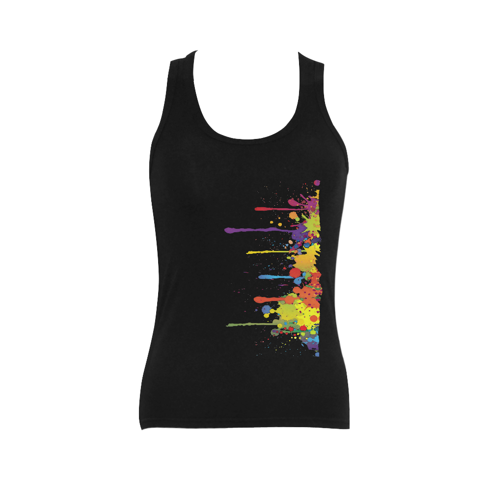 Crazy multicolored running SPLASHES Women's Shoulder-Free Tank Top (Model T35)